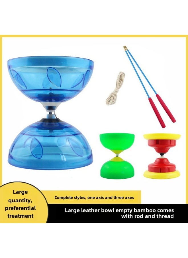 Large Leather Bowl Diabolo Crystal Transparent Soft Rubber Double Live 3 Bearing Diabolo Children Primary And Secondary School Students Adult Tearing Bell-Specifications:Transparent Soft Diabolo Red  - Image 2