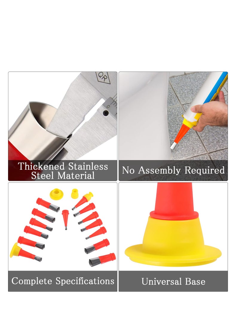 SOLARAE Universal Integrated Rubber Nozzle Tool Kit, 20Pcs Upgraded Caulking Finisher Tool, Rubber Nozzle Tool, Easy Caulking Finisher Set with Base, Caulking Nozzle Applicator for Home Use - Image 3