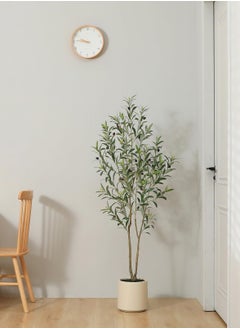 Zvezvia Artificial Olive Tree, 150cm Tall Faux Olive Silk Tree for Indoor Decor, Large Olive Plant with White Planter – Perfect for Home Decor & Housewarming Gift, 1 Pack  - Image 3