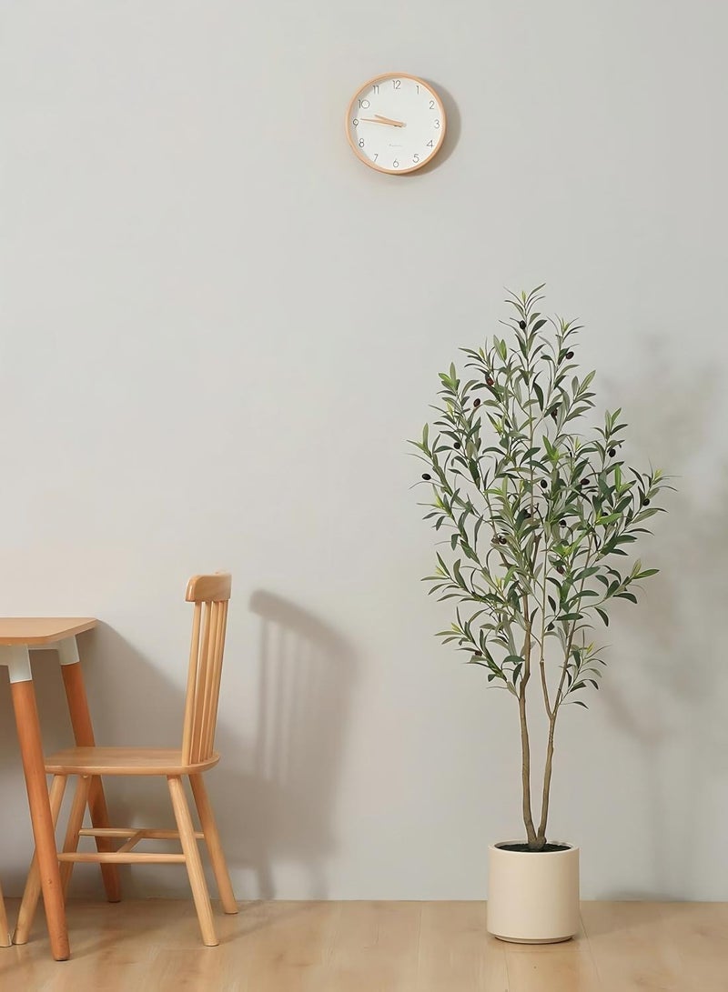 Zvezvia Artificial Olive Tree, 150cm Tall Faux Olive Silk Tree for Indoor Decor, Large Olive Plant with White Planter – Perfect for Home Decor & Housewarming Gift, 1 Pack - Image 4