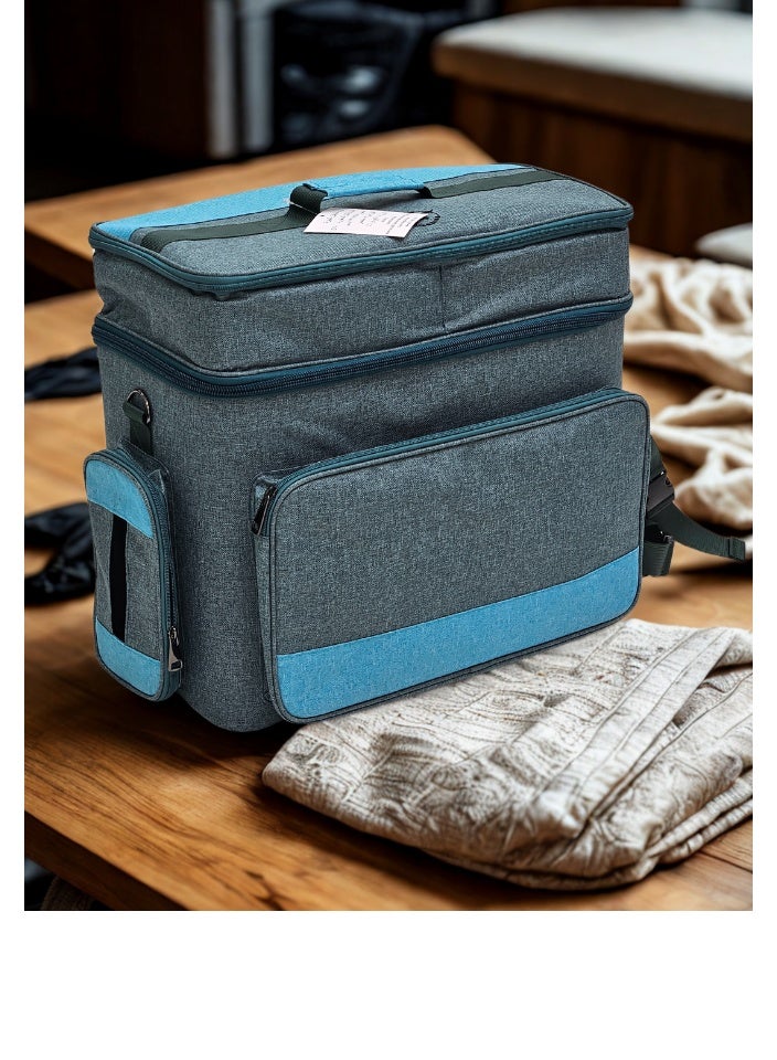 قمرا شنطة / حقيبة تخييم وسفر نظام طابقين بسعة كبيرة – متعددة الجيوب ومبطنة من الداخل، مصنوعة من قماش اكسفورد متين ومقاوم للماء، مثالية لتنظيم الأغراض أثناء الرحلات والتخييم (45×24×41 سم) - Image 1