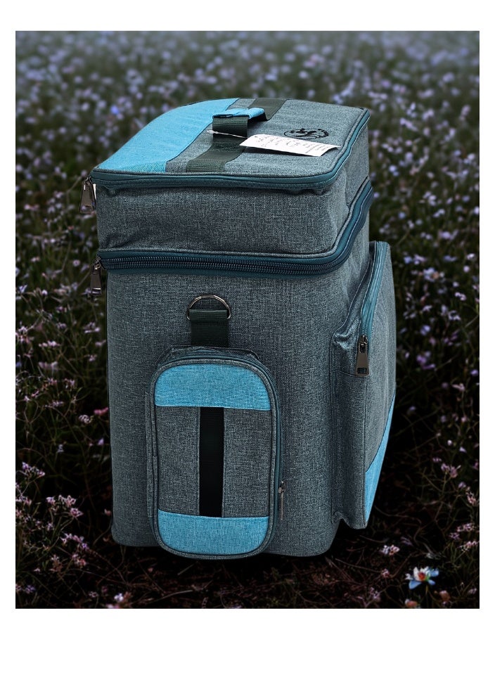 قمرا شنطة / حقيبة تخييم وسفر نظام طابقين بسعة كبيرة – متعددة الجيوب ومبطنة من الداخل، مصنوعة من قماش اكسفورد متين ومقاوم للماء، مثالية لتنظيم الأغراض أثناء الرحلات والتخييم (45×24×41 سم) - Image 5