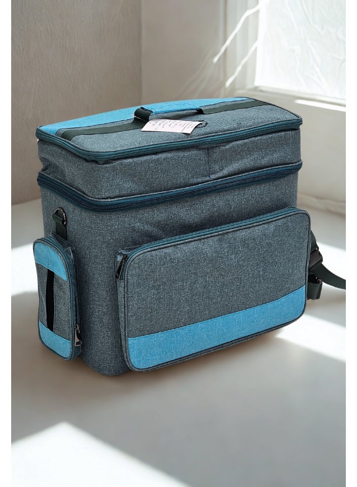 قمرا شنطة / حقيبة تخييم وسفر نظام طابقين بسعة كبيرة – متعددة الجيوب ومبطنة من الداخل، مصنوعة من قماش اكسفورد متين ومقاوم للماء، مثالية لتنظيم الأغراض أثناء الرحلات والتخييم (45×24×41 سم) - Image 3