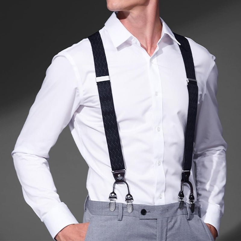 NICENEEDED 8 PCS Suspender Genuine Leather Strips, 9.4 Inch Black Adjustable Leather Braces for Wedding Party Business, Rounded Elastic Replacement for Button End Suspender - Image 5