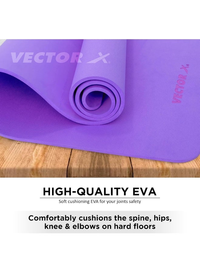 Vector X Yoga Mat For Men Women Anti-Slip Yoga Mat 6 mm For Gym Workout Exercise Mat for Home Gym Yoga Exercise| Thick Yoga Mat Purple - Image 2