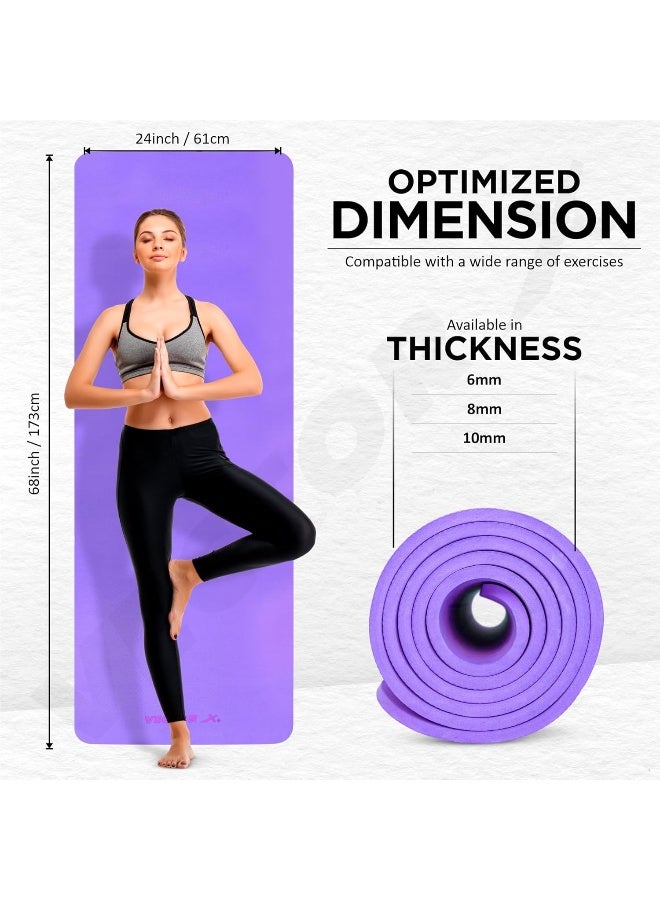 Vector X Yoga Mat For Men Women Anti-Slip Yoga Mat 6 mm For Gym Workout Exercise Mat for Home Gym Yoga Exercise| Thick Yoga Mat Purple - Image 4