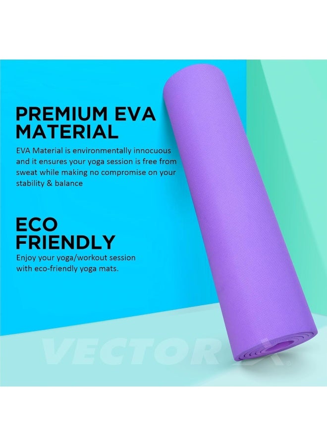 Vector X Yoga Mat For Men Women Anti-Slip Yoga Mat 6 mm For Gym Workout Exercise Mat for Home Gym Yoga Exercise| Thick Yoga Mat Purple - Image 5