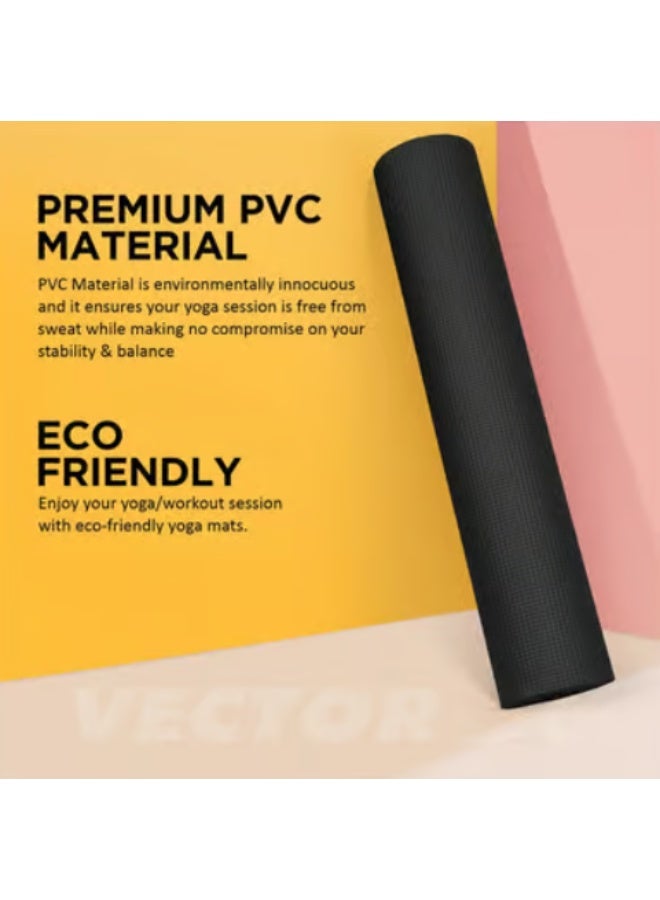 Vector X Yoga Mat For Men Women Anti-Slip Yoga Mat 6 mm For Gym Workout Exercise Mat for Home Gym Yoga Exercise| Thick Yoga Mat Black - Image 4