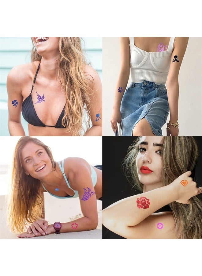 BULEFSEA Henna Tattoo Stencils Kit Reusable for Women Girls and Kids, 410+ PCS Tattoo Templates,Temporary Indian Arabian Glitter Airbrush Tattoo Stencil - Image 2