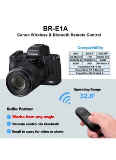 AODELAN Wireless Shutter Release for Canon EOS M50,M50 Mark II,M6 Mark II,6D Mark II,T7i,77D,SL2,SL3(EOS 250D),90D,200D,EOS R,800D,Replace Canon BR-E1 Remote Control  - Image 2