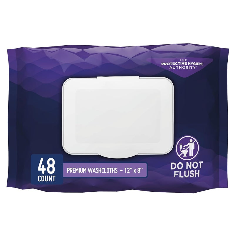 Prevail Prevail Premium Quilted Soft Pack Adult Washcloths, Unisex Adult Disposable Incontinence Wipes for Men & Women, 12"x 8", 48 Count (Pack of 1) 