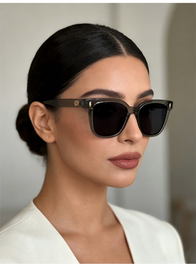 Tory Burch Square Frame Sunglasses, Grey with Black Lenses - Image 3