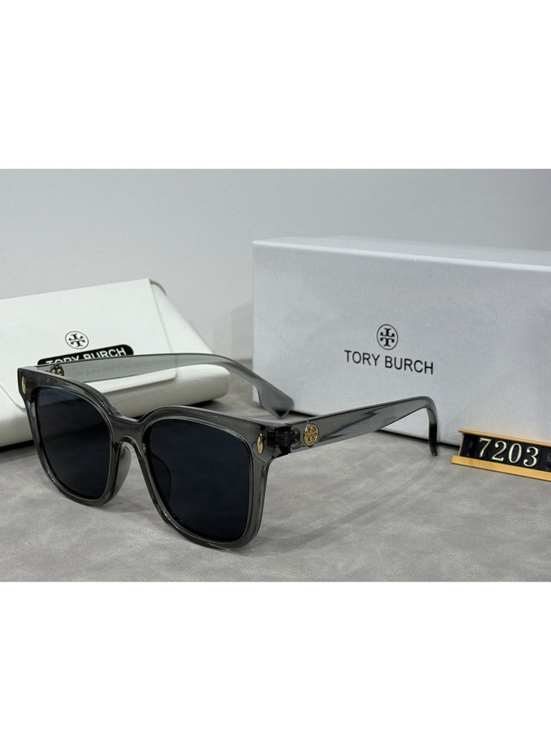 Tory Burch Square Frame Sunglasses, Grey with Black Lenses - Image 1