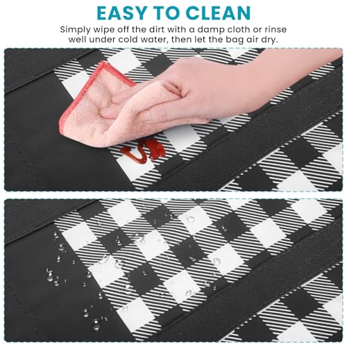 WOWBOX Reusable Grocery Bags,4-Pack, Foldable Reusable Shopping Tote Bags bulk with Reinforced Handles,Large Storage Bags with Water Resistant Coating for Groceries,Multipurpose,Black-White - Image 4