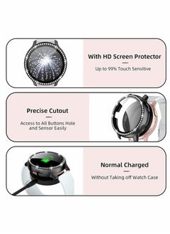Y&D Compatible for Samsung Galaxy Active 2 Watch Screen Protector, Crystal Diamonds Design Women Girl Dressy Full Protective Bumper with HD 40mm (Black)  - Image 2