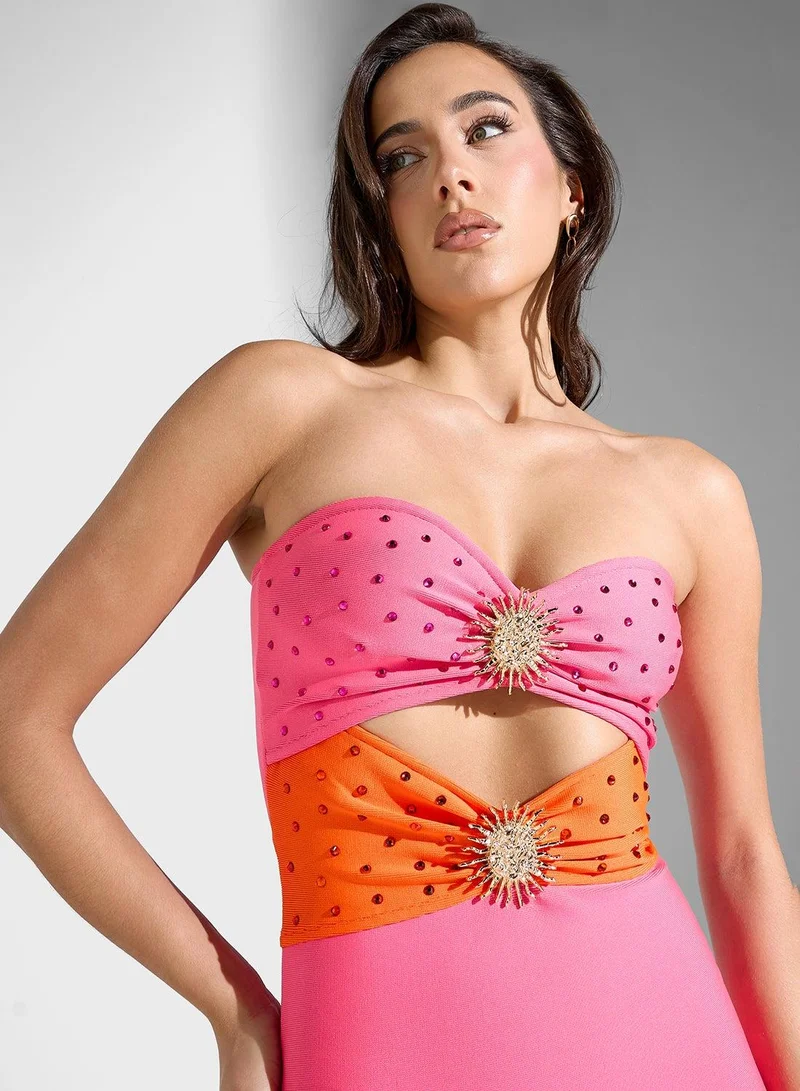 Ginger Boutique  Strapless Cutout Maxi Dress for Women | Best Price UAE
