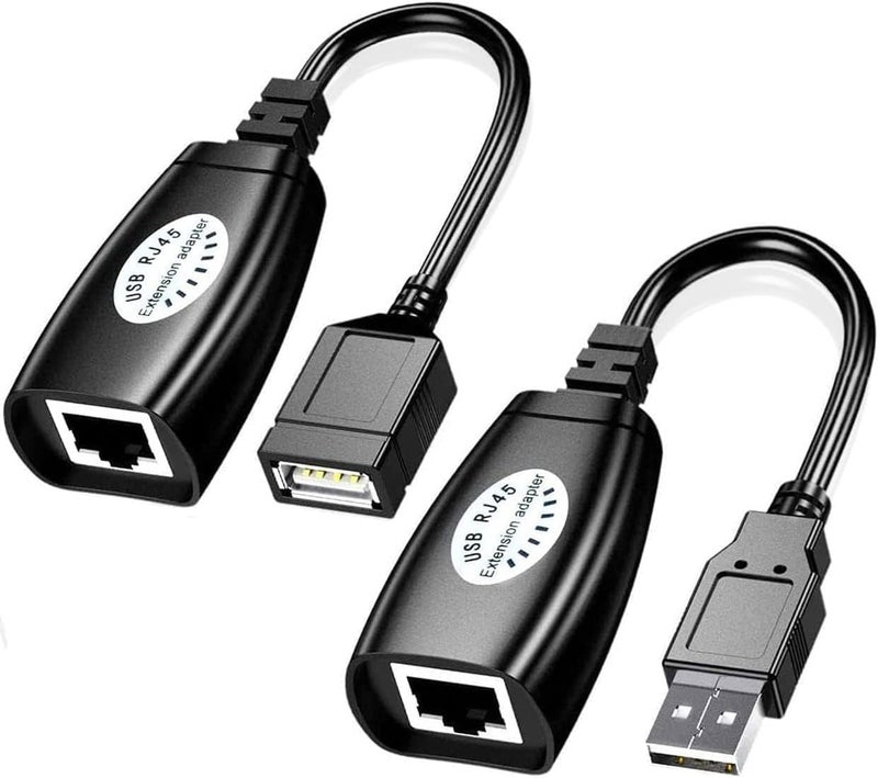 USB Extender Over RJ45 Cat 6/5/5e Adapter, RJ45 Ethernet Splitter to USB Extension UP to 50m/164ft, Compatible with Computers, Mobile Phones, Mice, Keyboards, U Disks, Printers, Cameras - Image 1