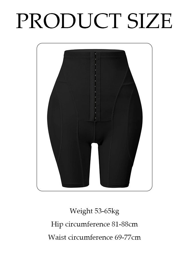 DUNISO Women's high waisted shapewear shorts, belly control shorts with sponge pad, adjustable elastic buckle, breathable and soft, suitable for postpartum shapewear or daily wear,black, size M - Image 2