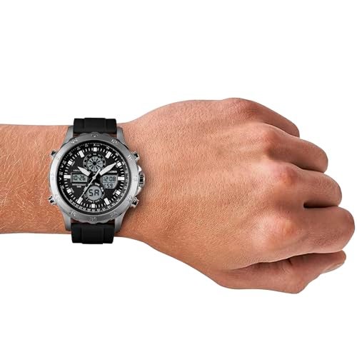 PINDOWS Watch for Men, Waterproof Big Dial Analog Digital Sport Multifunction LED Backlight Fashion Wristwatches, Alarm Stopwatch Calendar - Image 5