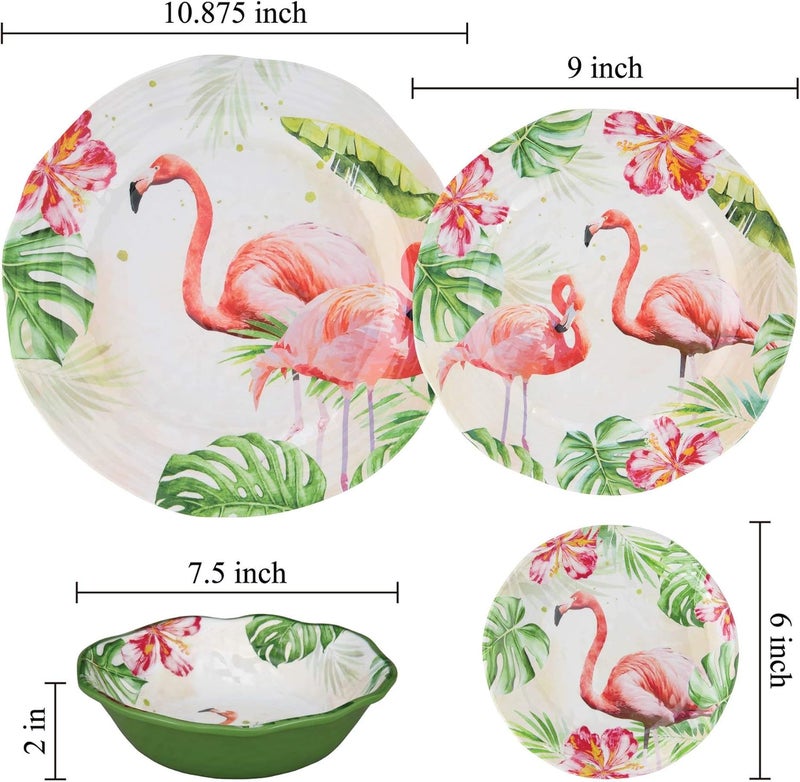 UPware Flamingo Melamine Round Dessert Plates Small Serving Plates for Appetizer Snacks and Side Dishes Multicolor 6 Inch Set of 4 - Image 4