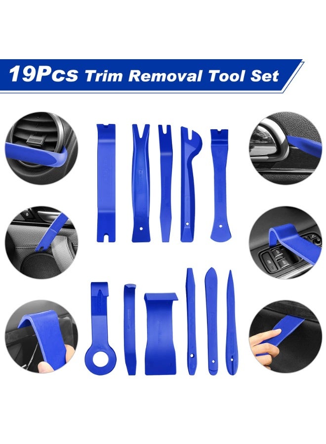 19 Pcs Auto Trim Removal Tool Set Clip Pliers Fastener Remover Pry Tool Kit for Car Panels Dashboards Doors Audio Radio - Image 2