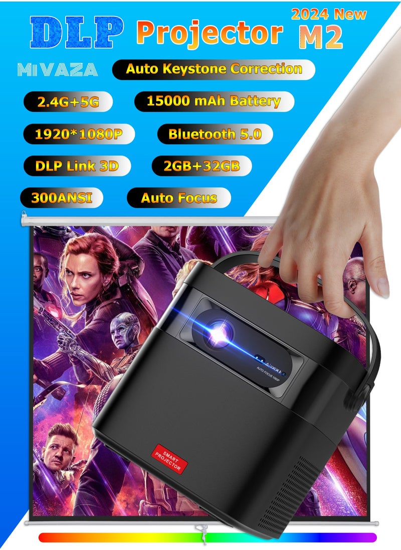 DLP Smart Projector M2 - Auto Focus - 15000mAh Battery - Support 150 Inches - Full HD 1080P - Wireless Projector with Dual-band WiFi - Portable Mobile Home Theater - Suitable for Games, Office, Movies - pzsku/ZDE9316CE2CF03144CC49Z/45/_/1719823211/26e75e6a-743b-4825-8f68-f0b0b261c27d