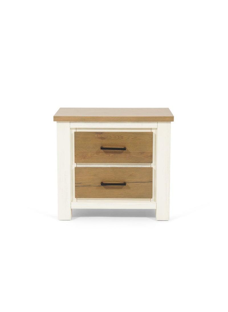 Pan Home Oakdale Nightstand With 2 Drawers Solid Oak - Natural/Gray  - Image 1