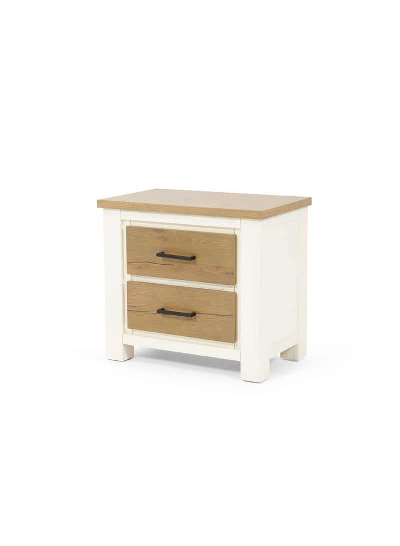 Pan Home Oakdale Nightstand With 2 Drawers Solid Oak - Natural/Gray  - Image 2