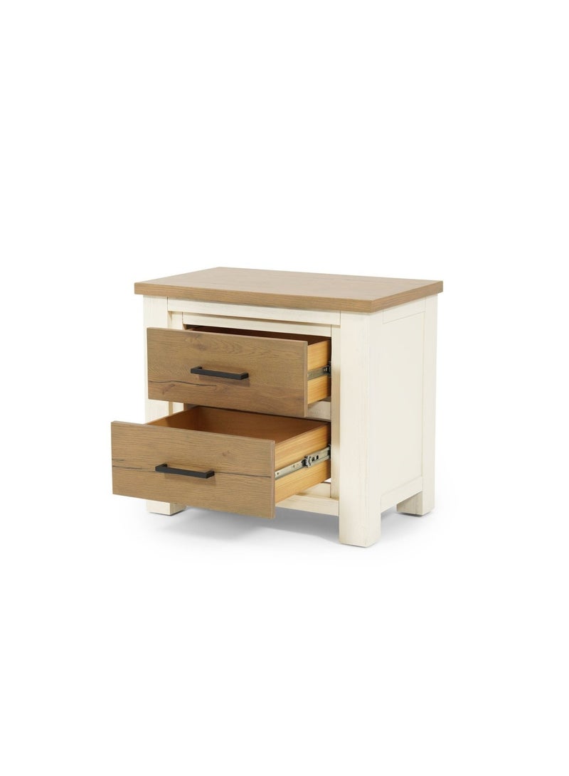 Pan Home Oakdale Nightstand With 2 Drawers Solid Oak - Natural/Gray  - Image 3
