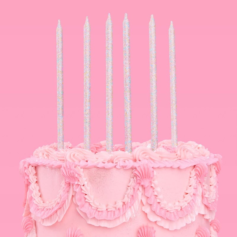 xo, Fetti 10 Iridescent Glitter Party Cake Candles Tall Thin - 10 Pcs | Bachelorette Party, Birthday Girl Gift, Fun Cake Decoration Supplies, Baby Shower, Cute Cupcake Topper - Image 1