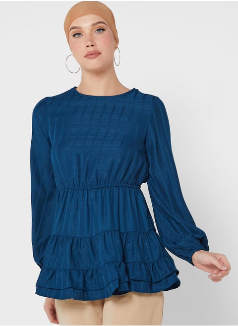 Textured Detail Solid Tunic