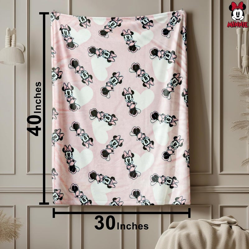 Cudlie Minnie Mouse Blanket  Minnie Mouse Throw Blanket  Minnie Mouse Baby Blanket Soft Plush Fleece  Pink Throw Rug 30 x 40  PinkWhite  Officially Licensed - Image 2