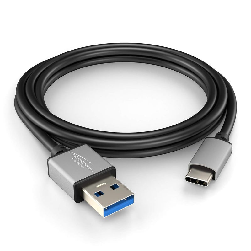 كيبل دايركت كابل كابل دايركت – USB-A 3.0 إلى USB-C – بطول 2 متر – (كابل نقل بيانات فائق السرعة وشحن، مناسب للهواتف الذكية والأجهزة اللوحية المزودة بمنفذ USB C، أسود/رمادي فضائي) - Image 2