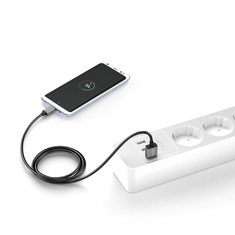 كيبل دايركت كابل كابل دايركت – USB-A 3.0 إلى USB-C – بطول 2 متر – (كابل نقل بيانات فائق السرعة وشحن، مناسب للهواتف الذكية والأجهزة اللوحية المزودة بمنفذ USB C، أسود/رمادي فضائي) - Image 4