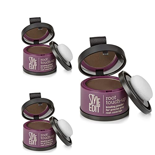 Style Edit Root Touch Up Powder to Cover Up Dark Roots and Grays Between Salon Visits Water Resistant NonSticky Compact And MessFree Dark Brown Hair Color Pack of 3 - Image 2