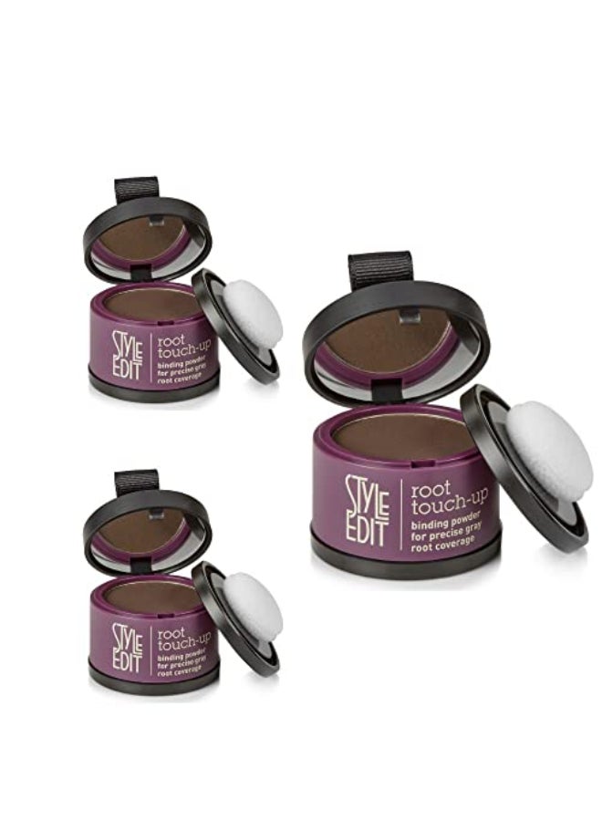 Style Edit Root Touch Up Powder to Cover Up Dark Roots and Grays Between Salon Visits Water Resistant NonSticky Compact And MessFree Dark Brown Hair Color Pack of 3 - Image 1