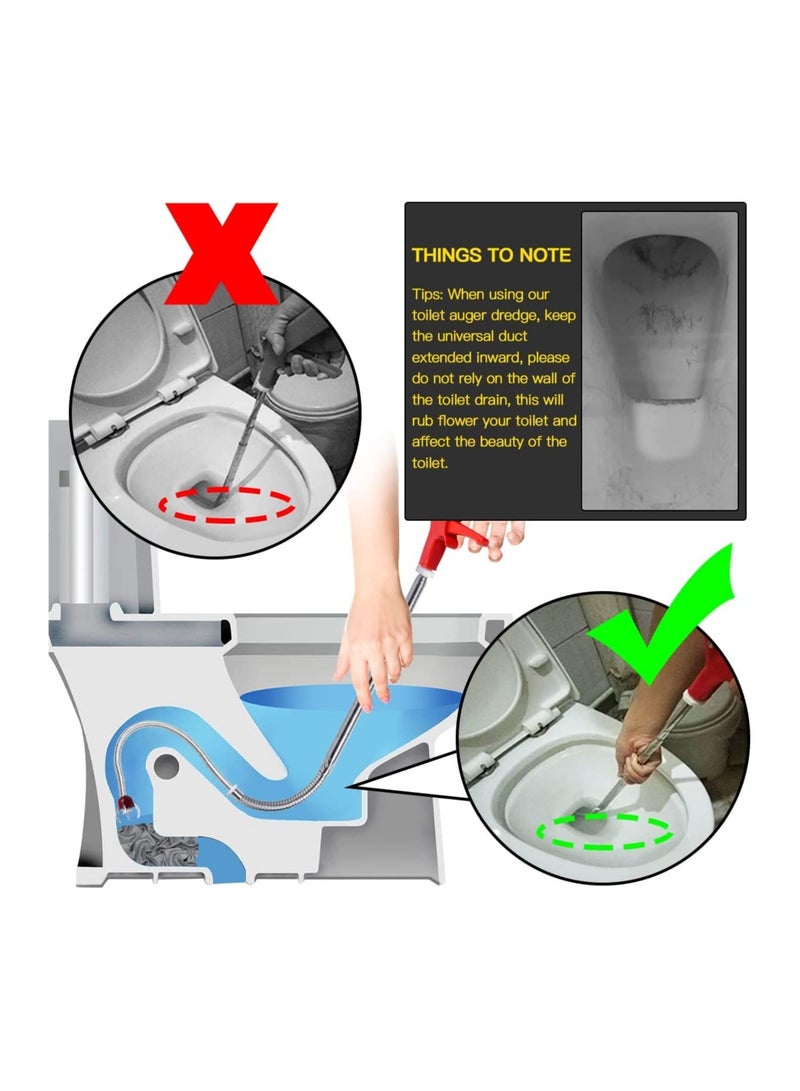 SYOSI Toilet Snake Drain Auger 51 Inch, Cleaner Tool, Flexible Grabber Unclogger Tool, Four-Claw Picker, Stainless Steel Telescoping Rod for Pick, Grab Objects Clogged in Toilet Pipes, Drain, Sink - Image 4