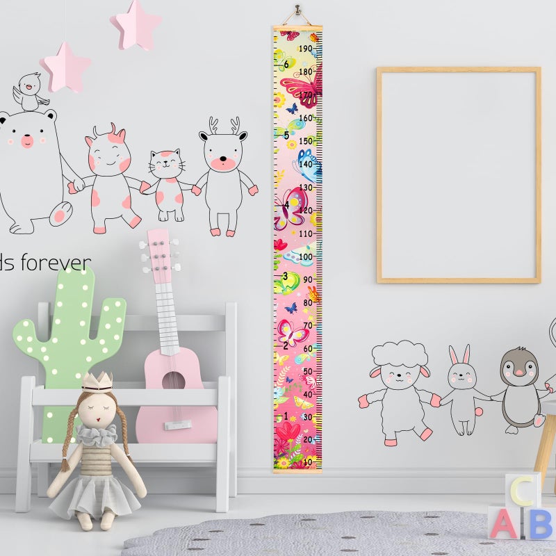 هيفوت Hifot Kids نمو الرسم البياني قياس الرسم البياني الفراشة الجدار الحاكم معلقة للأطفال الأطفال ديكور غرفة نوم 74.8 '* 7.87' (الفراشة) - Image 4