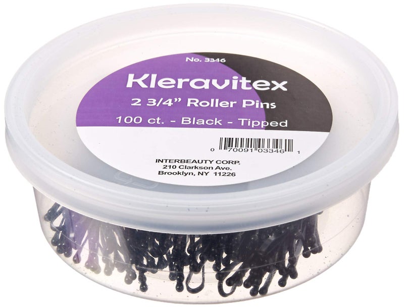 Kleravitex BLACK Jumbo 275 Bobby Hair Pins  Black Tipped Flat Style Pins for Women  Perfect For Rollers  Hair Pins for Styling  Suitable for ALL Hair Types 100 pieces Tub Made in USA