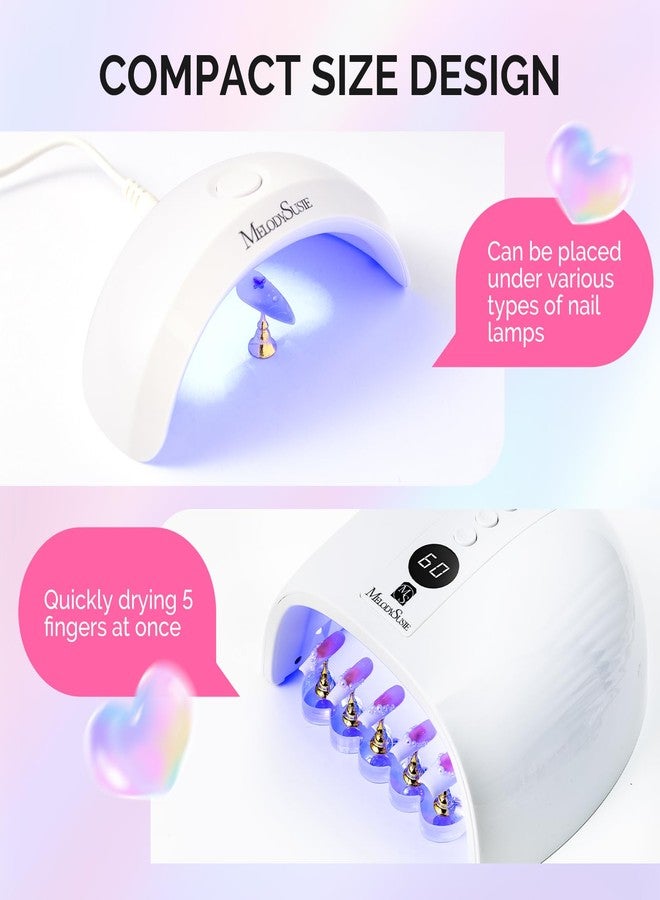 MelodySusie Nail Stand for Press Ons, Blue Heart Shape Magnetic Base for Practice Display Tips with Brush Holder and 100 Pcs Reusable Double-Sided Tape for Home DIY Salon Supplies - Image 5