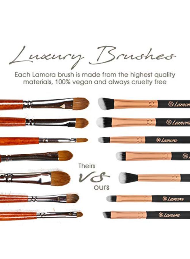 Lamora Eye Brush Set - Eyeshadow Eyeliner Blending Crease Kit - Best Choice 7 Essential Makeup Brushes - Pencil, Shader, Tapered, Definer - Last Longer, Apply Better Makeup & Make You Look Flawless - Image 4