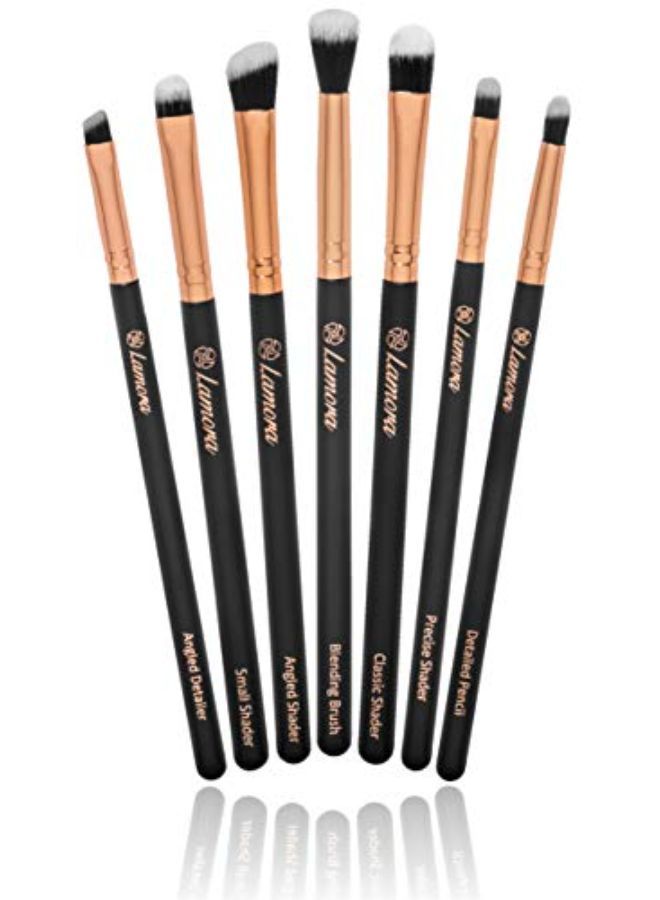 Lamora Eye Brush Set - Eyeshadow Eyeliner Blending Crease Kit - Best Choice 7 Essential Makeup Brushes - Pencil, Shader, Tapered, Definer - Last Longer, Apply Better Makeup & Make You Look Flawless - Image 1