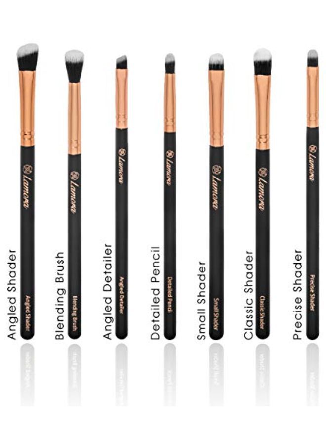 Lamora Eye Brush Set - Eyeshadow Eyeliner Blending Crease Kit - Best Choice 7 Essential Makeup Brushes - Pencil, Shader, Tapered, Definer - Last Longer, Apply Better Makeup & Make You Look Flawless - Image 2