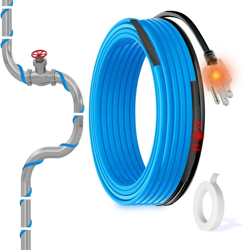 MAXKOSKO Store 6 Ft. 120 V Heating Cable for Pipe Freeze Protection, Self-Regulating Heat Tape for Water Pipes for Metal and Plastic Pipes, Energy-Saving Heat Trace Cable Keeps Water Flowing at -40 °F - Image 1