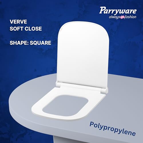 Parryware Polypropylene Verve Soft Close Toilet Seat Cover With Hinges (Standard Size, White) I Commode Seat Cover I Seat Closes Quietly Without Slamming Sound I For Bathroom Fixtures | E82941C - Image 4