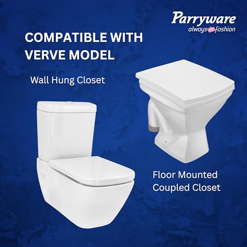 Parryware Polypropylene Verve Soft Close Toilet Seat Cover With Hinges (Standard Size, White) I Commode Seat Cover I Seat Closes Quietly Without Slamming Sound I For Bathroom Fixtures | E82941C - Image 5
