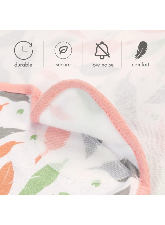 Gllquen Baby GLLQUEN BABY Swaddle Blankets for Baby Girls, 3-6 Months, Orange Pink Feather & Wave Point, 3 Pack Wrap Set, Newborn Adjustable Swaddles Sleep Sack, (Medium/Large)  - Image 4