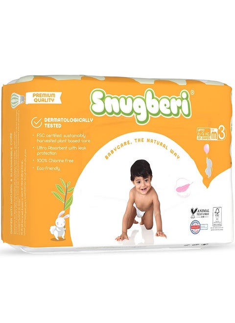 Premium Eco-Friendly Chlorine Free Feather Soft Printed Diapers Made Of Natural Wood Pulp With Wetness Indicator Size 3 Medium 6-9 Kg 28'S