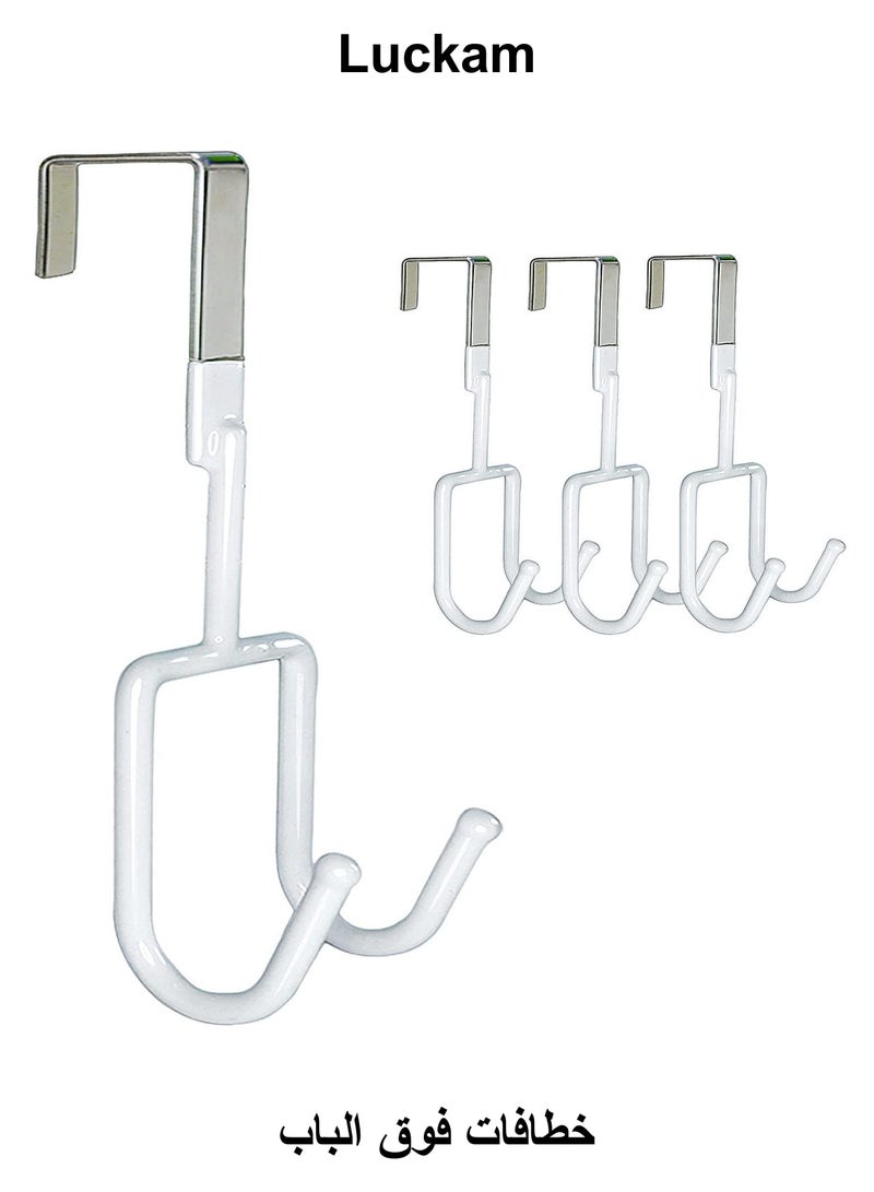 Luckam Over The Door Hook 4 Packs Heavy-Duty Hangers, Soft Rubber Surface Prevent Scratches, Over Door Hooks for Hanging Clothes, Coats, Robes, Hats, Towels (White) - Image 1