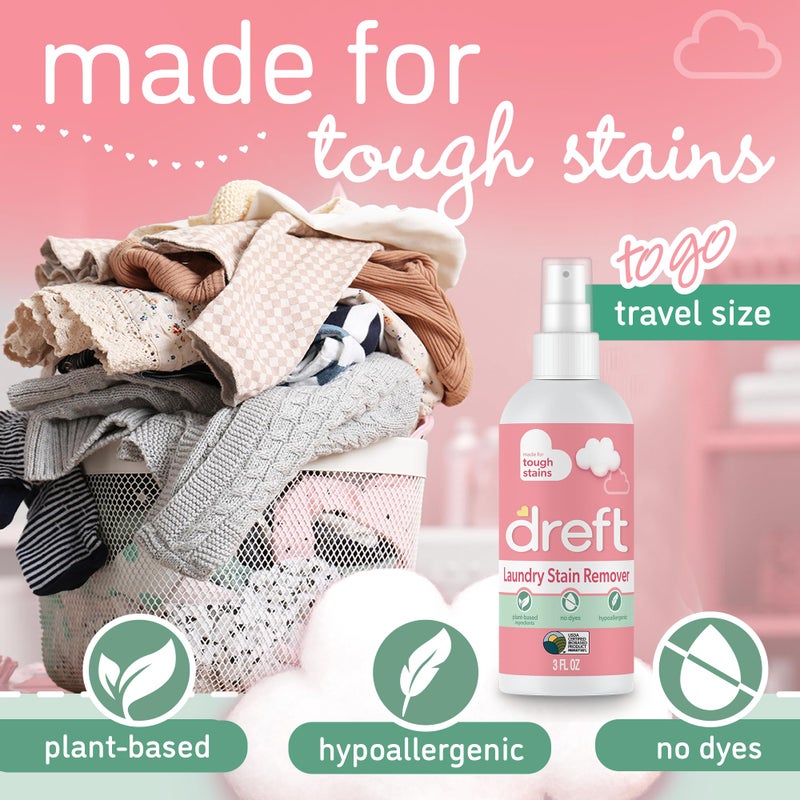 Dreft Stain Remover for Baby Clothes and Hypoallergenic Baby Stain Remover Spray, Travel Size Stain Treater, 3 Fl Oz ( Pack of 2) - Image 2